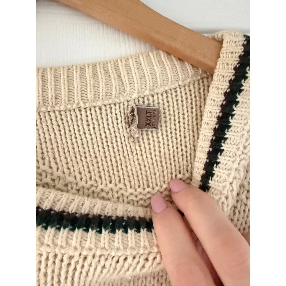Vintage 90s Mens Knit‎ Chunky Deer Sweater Cabincore Cottage